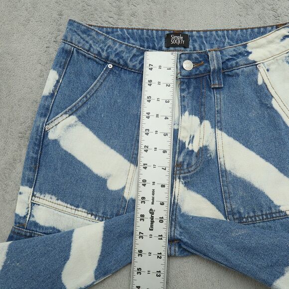 Simple Society Cargo Jeans Juniors Size 5/27 High-Rise Straight Denim 30" Inseam - Picture 7 of 16